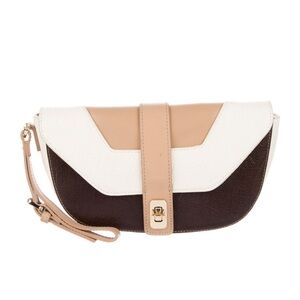 henri bendel Tricolor Leather Wristlet - White, Tan & Brown